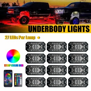 12 lampes LED RGB pour éclairage de dessous de caisse, étanches, pour voiture et camion, 12V 24V, avec télécommande, éclairage d'ambiance - Product Image 1
