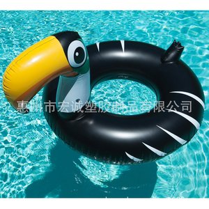 Flotador inflable de tucán negro de 120 cm para adultos, novedoso, para natación y deportes acuáticos. - Product Image 3
