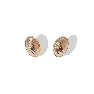 Boucles d'oreilles tendance en acier inoxydable 316L plaqué or PVD, design ovale durable et résistant - Product Image 2