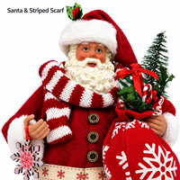 Figurine du Père Noël de 27 cm (10,6 pouces) avec sac cadeau, écharpe rayée et flocon de neige, décoration de table de Noël