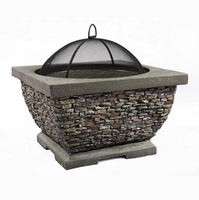 Foyer extérieur lourd en matériau MGO avec barbecue Grill Stone Look Fire Pit Table pour la cuisine en plein air