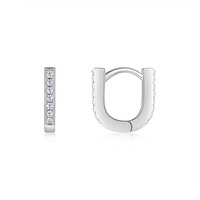 Boucles d'oreilles créoles en argent sterling 925 en forme de U avec moissanite pour femme, à rangée unique et griffes partagées, style Huggie éternité