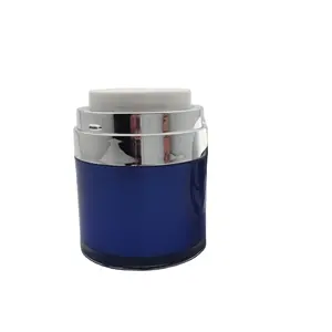 Pote de empacotamento acrílico sem ar, jarra de embalagem cosmética de alta qualidade de 15g 30g, branco, rosa e azul escuro