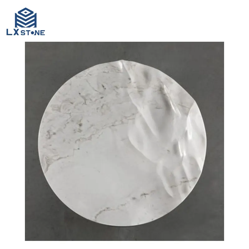 Parede de Carrara em pedra 3D feita à mão com ondulação de água e parede de mármore branco direto da fábrica