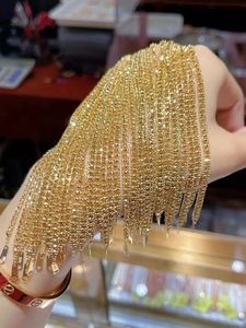 Xinfly Luxury 18K Solid Gold <b>Bracelet</b> Au750 Jewelry Set for Women Laser Bead Classic <b>Adjustable</b> for Engagement Birthday Children - Product Image 4