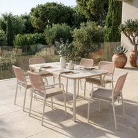 Fauteuil d'extérieur moderne à structure en aluminium léger, dossier en corde plate de 10 mm, coussin de siège en fibre de 200 g pour jardin et parc