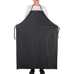 Delantal de vinilo impermeable, delantales de trabajo ajustables para lavar platos, limpieza de peces, jardinería, carnicero y cuidado de perros, color negro - Product Image 1