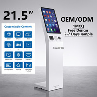 Kiosque de commande et de paiement en libre-service avec écran tactile multipoint 10 points, imprimante thermique, lecteur NFC, écran 21,5 pouces, système de gestion des files d'attente bancaires