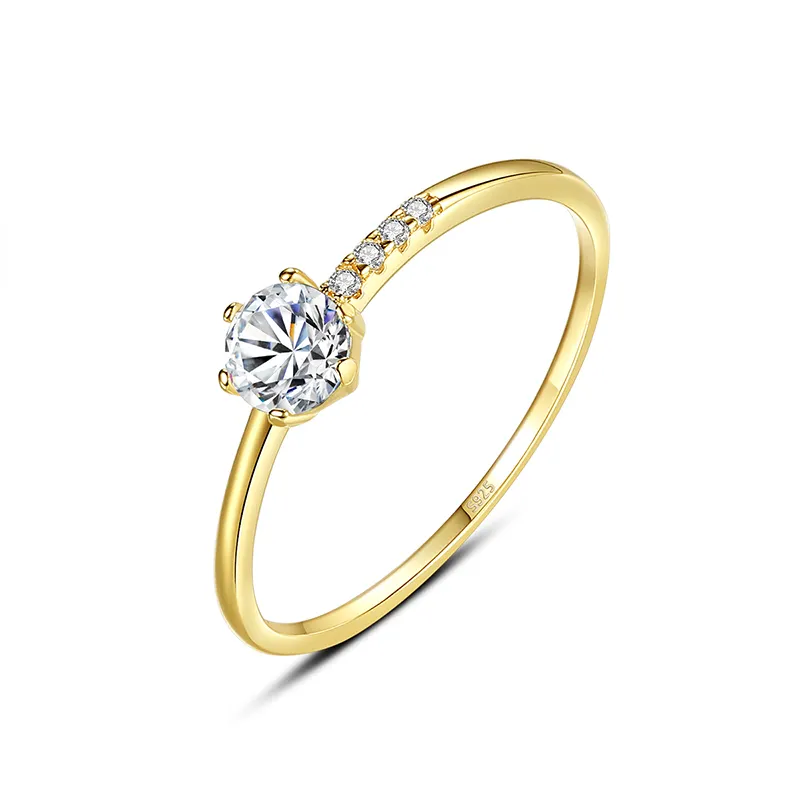 CZCITY Fashion Designer Ring Wedding 925 Sterling Silver Rings 14k Gold Plated with Charm for Women