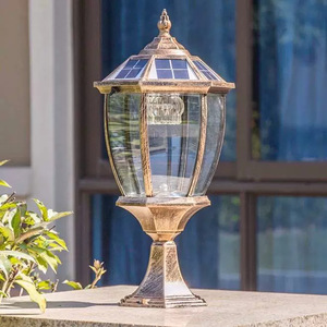 ไฟเสาประตูกันน้ำกลางแจ้งสไตล์ยุโรป, ไฟส่องเสาพลังงานแสงอาทิตย์ไฟ LED อลูมิเนียม12วัตต์สีดำ - Product Image 5