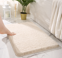 Tapis de bain extra épais à poils longs, antidérapant, absorbant, en peluche, lavable, pour douche et baignoire