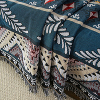 Nouvelle arrivée : Plaid tissé vintage ethnique de style tribal, couverture de canapé jacquard bohème à franges, serviette