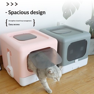 Fully Enclosed Cat Litter <b>Box</b> <b>Large</b> <b>Plastic</b> Foldable Deodorant Cat Toilet Anti-Splashing Cat Toilet Pet Supplies - Product Image 4