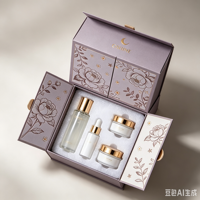 Boîte cadeau rigide à double porte magnétique personnalisée, emballage découpé avec dorure à chaud et gaufrage UV pour échantillon gratuit de cosmétiques et suppléments