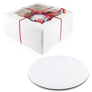 Boîtes à gâteaux carrées en carton blanc gaufré, jetables, recyclables, 10 <span class=keywords><strong>x</strong></span> 10 <span class=keywords><strong>x</strong></span> 5 pouces, avec fenêtre et logo personnalisé, conformes aux normes alimentaires - Product Image 5