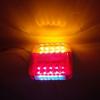 Feu arrière de remorque carré arrondi à 20 LED avec boîtier transparent/rouge et jaune, feu de freinage et de signalisation pour camion
