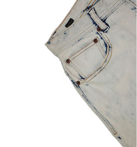 Jean délavé bicolore pour homme, pantalon en denim contrastant clair et foncé, avec empiècements en maille respirante, effet usé et déchiré, style décontracté - Product Image 5