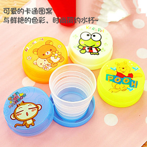 Portable Foldable Water Bottle Telescopic Drinking Cup Random Cartoon Pattern Two Piece Set Outdoor Travel Use - Product Image 1