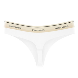 Women's White <b>Seamless</b> Knitted <b>Thong</b> Panties Solid Ultra-thin Low-Rise T-back <b>Thong</b> Quick Dry Comfortable Sports Underwear - Product Image 4