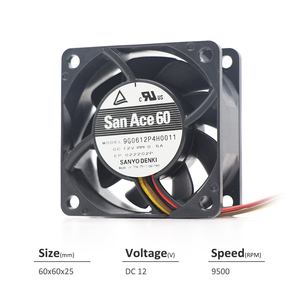 SANYO DENKI San Ace 9G0612P4H0011 60*60*25mm 12V DC 6.0W 0.5A 42.7CFM 9500rpm Server and Telecom Equipment Axial Cooling <b>Fan</b> - Product Image 2