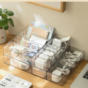 New Fashion Plastic Data Cable Storage Box Clear Data Cable Desk Organizer Compartments Organizer For Office with factory price