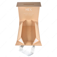 Caja de regalo de papel de ropa con imán plegable, caja de regalo magnética de embalaje de barco plano, caja plegable con cinta de transporte