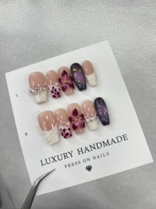 Vente en Gros 10pcs Faux Ongles <span class=keywords><strong>Press</strong></span>-<span class=keywords><strong>On</strong></span> en Gel Peints à la Main Magnifique Design de Luxe Personnalisé Faits Main - Product Image 5