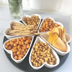 Rotierende Waschmaschine Porzellan Food Snack Bowl Herz 6er Pack Rotierendes Tablett sechs herzförmige Schalen Desserts Kuchen Gebäck Serviert ablett