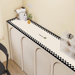 Tapis de protection rectangulaire en PVC de qualité supérieure, à carreaux et rayures, moderne, lavable, résistant à l'huile et imperméable, pour buffet - Product Image 1