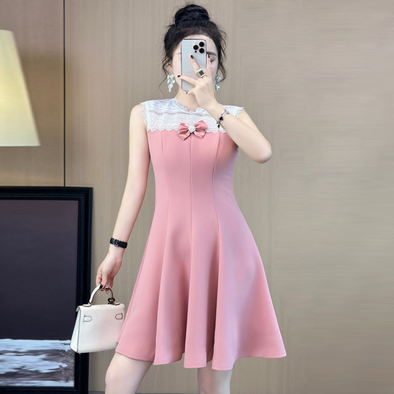 chinese dress ladies Parisian Nights Satin Bow Mini Dress Pink M main image 0