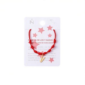 Braccialetto Angelina a Sette Nodi con Cordoncino Rosso e Charm Placcato Oro, Gioiello Unisex da Regalo - Product Image 4