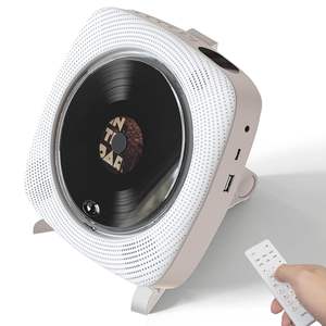 Retro vinyl look wall mountable & desktop dual-use CD player <b>remote</b> <b>control</b> LED display built-in stereo speakers USB Type-C - Product Image 5