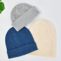 Commercio all'ingrosso personalizzato Patch ricamo Logo Cashmere lana berretto lavorato a maglia per donna uomo inverno Unisex a righe semplici cappelli Beanie con risvolto
