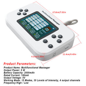 Neues Upgrade 4 Kanäle TENS Maschine Physiotherapie Nerven massage gerät 30 Intensitäten EMS Puls massage gerät mit 8 Stück Ersatz pads - Product Image 2
