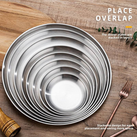 Assiette Ronde Jetable en Acier Inoxydable Style Coréen à Motif Uni pour Dîner, Fête, Barbecue, Plat à Dessert et Collations - Black Donkey