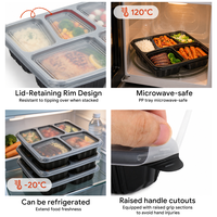Boîte à lunch jetable micro-ondable à 5 compartiments, récipient de stockage alimentaire pour l'emballage des restaurants, pour les sandwichs et les nouilles