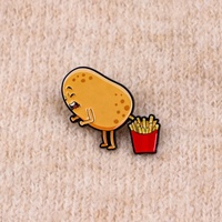 En gros, Broche en émail amusante en forme de frites de pommes de terre de dessin animé, Badge de revers créatif en forme de légume, Décoration pour sac, Cadeau de mode