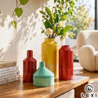 Set Vas Keramik Dua Warna Modern 4 Buah, Vas Bunga Dekoratif Warna-warni Matte untuk Rumah, Ruang Tamu, Pernikahan, Hiasan Meja, Hadiah