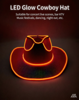 Weihnachtlicher Bunter Pailletten-Cowboyhut mit LED-Leuchtenden Perlglanz-Elementen für Halloween-Party EVA-Material für Erwachsene
