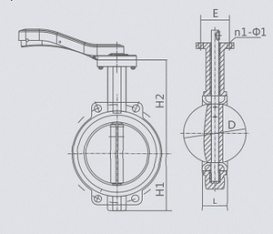 วาล์วผีเสื้อเวเฟอร์แบบด้ามจับดำเนินการลิ้น2 "3" 4 "วาล์ว304สแตนเลส - Product Image 3