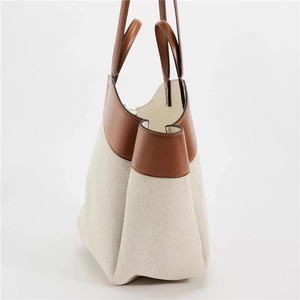 Ensemble de sacs fourre-tout <span class=keywords><strong>ZA</strong></span> 2 en 1 en toile et en cuir PU pour femmes, sac de travail pour femme de bureau, sac à main de créateur - Product Image 5