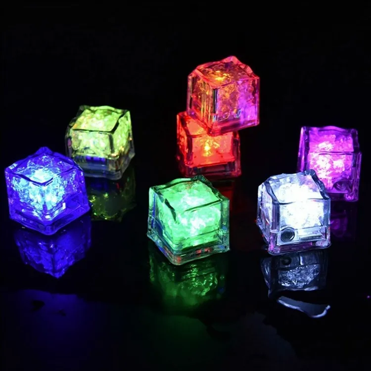 LED Ice Cubes Glowing Party Ball Flash Ice Cube LED Lights Luminous Neon Wedding Christmas Bar Wine Glass Decoration Supplies