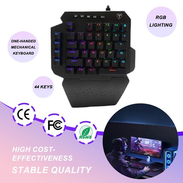44 Keys Ergonomic Portable Multicolor Backlit Usb Wired Wireless One Handed Mini Gaming Keyboard