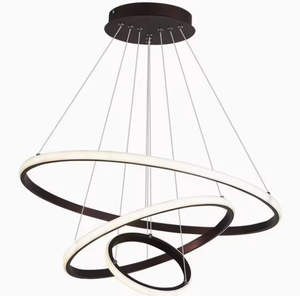 Modern Minimalist 3 - Ring LED Chandelier, Pendant Hanging <b>Light</b> for <b>Dining</b> Room, Sleek Home Decor Lighting Fixture - Product Image 4