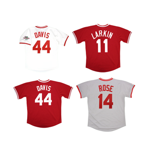 Jersey Retro de Béisbol Americano Cosido al por Mayor # 11 Barry Larkin # 14 <span class=keywords><strong>Pete</strong></span> <span class=keywords><strong>Rose</strong></span> # 44 Eric Davis - Product Image 2