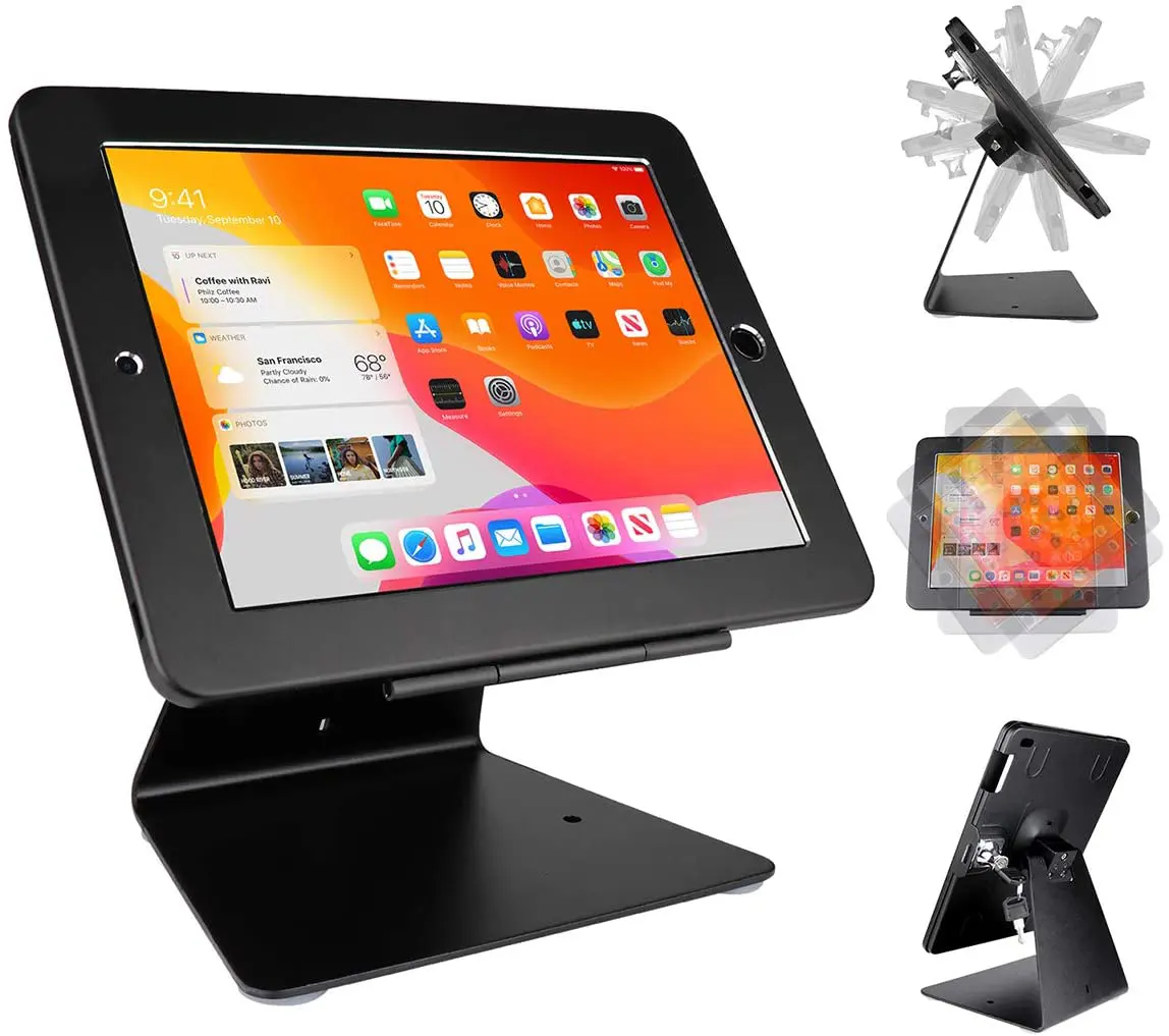 Alüminyum ayarlanabilir mobil taşınabilir pos sistemi tablet standı anti hırsızlık metal tutucu ipad ve android tablet için