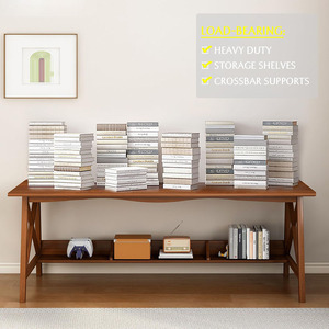 Thêm bàn dài với kệ sách bằng gỗ Nhà văn phòng làm việc nghiên cứu Bảng viết máy tính máy trạm với kệ lưu trữ - Product Image 4