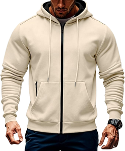 Ensemble de sport décontracté pour homme, personnalisé, automne-hiver, respirant, imperméable, à fermeture éclair, manches longues, à capuche, couleur unie, polaire, design 2 en 1 - Product Image 1