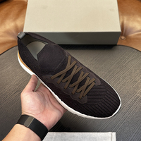 Sneakers en cuir tricoté de luxe pour hommes, style Old Money, légères, à lacets, chaussures décontractées