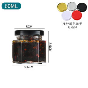 Frascos de Vidro Hexagonais Personalizados para Mel com Tampa de Metal para Armazenamento de Alimentos na Cozinha - Product Image 4